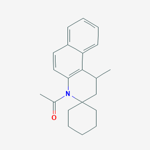 molecular formula C21H25NO B1657740 1-(1-Methylspiro[1,2-dihydrobenzo[f]quinoline-3,1'-cyclohexane]-4-yl)ethanone CAS No. 5798-60-7