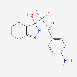 molecular formula C15H16F3N3O2 B1657742 (4-aminophenyl)-[3-hydroxy-3-(trifluoromethyl)-4,5,6,7-tetrahydro-3aH-indazol-2-yl]methanone CAS No. 5799-50-8