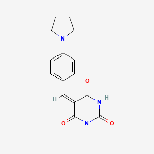 molecular formula C16H17N3O3 B1657768 (5E)-1-methyl-5-[(4-pyrrolidin-1-ylphenyl)methylidene]-1,3-diazinane-2,4,6-trione CAS No. 5809-86-9