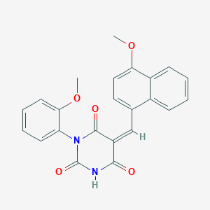 molecular formula C23H18N2O5 B1657769 (5Z)-5-[(4-methoxynaphthalen-1-yl)methylidene]-1-(2-methoxyphenyl)-1,3-diazinane-2,4,6-trione CAS No. 5809-98-3