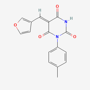 molecular formula C16H12N2O4 B1657771 (5Z)-5-(furan-3-ylmethylidene)-1-(4-methylphenyl)-1,3-diazinane-2,4,6-trione CAS No. 5810-10-6