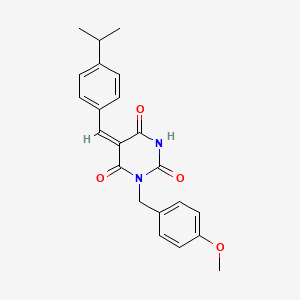 (5E)-1-[(4-methoxyphenyl)methyl]-5-[(4-propan-2-ylphenyl)methylidene]-1,3-diazinane-2,4,6-trione