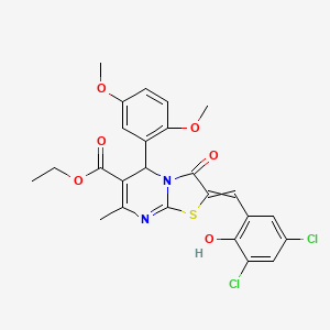 ethyl 2-[(3,5-dichloro-2-hydroxyphenyl)methylidene]-5-(2,5-dimethoxyphenyl)-7-methyl-3-oxo-5H-[1,3]thiazolo[3,2-a]pyrimidine-6-carboxylate