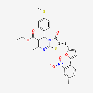 ethyl 7-methyl-2-[[5-(4-methyl-2-nitrophenyl)furan-2-yl]methylidene]-5-(4-methylsulfanylphenyl)-3-oxo-5H-[1,3]thiazolo[3,2-a]pyrimidine-6-carboxylate