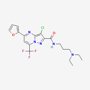molecular formula C19H21ClF3N5O2 B1657801 3-chloro-N-[3-(diethylamino)propyl]-5-(furan-2-yl)-7-(trifluoromethyl)pyrazolo[1,5-a]pyrimidine-2-carboxamide CAS No. 5821-11-4
