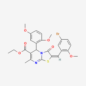 molecular formula C26H25BrN2O6S B1657803 ethyl (2E)-2-[(5-bromo-2-methoxyphenyl)methylidene]-5-(2,5-dimethoxyphenyl)-7-methyl-3-oxo-5H-[1,3]thiazolo[3,2-a]pyrimidine-6-carboxylate CAS No. 5821-69-2