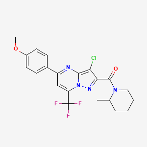molecular formula C21H20ClF3N4O2 B1657804 [3-Chloro-5-(4-methoxyphenyl)-7-(trifluoromethyl)pyrazolo[1,5-a]pyrimidin-2-yl]-(2-methylpiperidin-1-yl)methanone CAS No. 5821-84-1
