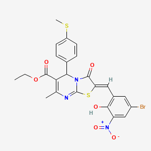 molecular formula C24H20BrN3O6S2 B1657808 ethyl (2Z)-2-[(5-bromo-2-hydroxy-3-nitrophenyl)methylidene]-7-methyl-5-(4-methylsulfanylphenyl)-3-oxo-5H-[1,3]thiazolo[3,2-a]pyrimidine-6-carboxylate CAS No. 5824-50-0