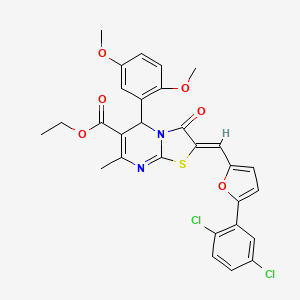 molecular formula C29H24Cl2N2O6S B1657809 ethyl (2Z)-2-[[5-(2,5-dichlorophenyl)furan-2-yl]methylidene]-5-(2,5-dimethoxyphenyl)-7-methyl-3-oxo-5H-[1,3]thiazolo[3,2-a]pyrimidine-6-carboxylate CAS No. 5824-60-2