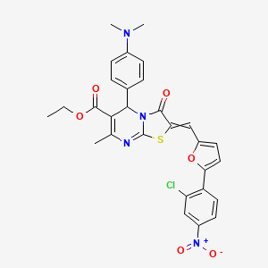 molecular formula C29H25ClN4O6S B1657810 Ethyl 2-[[5-(2-chloro-4-nitrophenyl)furan-2-yl]methylidene]-5-[4-(dimethylamino)phenyl]-7-methyl-3-oxo-5H-[1,3]thiazolo[3,2-a]pyrimidine-6-carboxylate CAS No. 5824-92-0