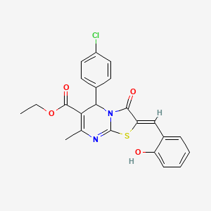 molecular formula C23H19ClN2O4S B1657812 ethyl (2Z)-5-(4-chlorophenyl)-2-[(2-hydroxyphenyl)methylidene]-7-methyl-3-oxo-5H-[1,3]thiazolo[3,2-a]pyrimidine-6-carboxylate CAS No. 5825-26-3