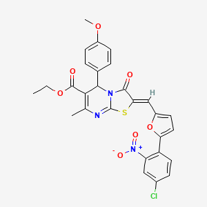 molecular formula C28H22ClN3O7S B1657813 ethyl (2Z)-2-[[5-(4-chloro-2-nitrophenyl)furan-2-yl]methylidene]-5-(4-methoxyphenyl)-7-methyl-3-oxo-5H-[1,3]thiazolo[3,2-a]pyrimidine-6-carboxylate CAS No. 5825-57-0