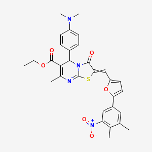 molecular formula C31H30N4O6S B1657815 Ethyl 5-[4-(dimethylamino)phenyl]-2-{[5-(3,4-dimethyl-5-nitrophenyl)furan-2-yl]methylidene}-7-methyl-3-oxo-2,3-dihydro-5H-[1,3]thiazolo[3,2-a]pyrimidine-6-carboxylate CAS No. 5826-11-9