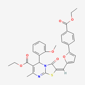 molecular formula C31H28N2O7S B1657817 ethyl (2E)-2-[[5-(4-ethoxycarbonylphenyl)furan-2-yl]methylidene]-5-(2-methoxyphenyl)-7-methyl-3-oxo-5H-[1,3]thiazolo[3,2-a]pyrimidine-6-carboxylate CAS No. 5826-86-8