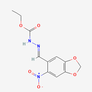molecular formula C11H11N3O6 B1657819 ethyl N-[(E)-(6-nitro-1,3-benzodioxol-5-yl)methylideneamino]carbamate CAS No. 58276-87-2