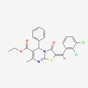 molecular formula C23H18Cl2N2O3S B1657825 ethyl (2E)-2-[(2,3-dichlorophenyl)methylidene]-7-methyl-3-oxo-5-phenyl-5H-[1,3]thiazolo[3,2-a]pyrimidine-6-carboxylate CAS No. 5832-20-2