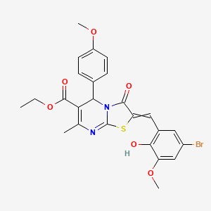 molecular formula C25H23BrN2O6S B1657826 ethyl 2-[(5-bromo-2-hydroxy-3-methoxyphenyl)methylidene]-5-(4-methoxyphenyl)-7-methyl-3-oxo-5H-[1,3]thiazolo[3,2-a]pyrimidine-6-carboxylate CAS No. 5832-47-3