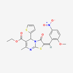 molecular formula C22H19N3O6S2 B1657827 ethyl (2E)-2-[(2-methoxy-5-nitrophenyl)methylidene]-7-methyl-3-oxo-5-thiophen-2-yl-5H-[1,3]thiazolo[3,2-a]pyrimidine-6-carboxylate CAS No. 5832-72-4