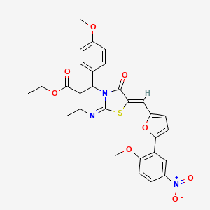molecular formula C29H25N3O8S B1657828 ethyl (2Z)-2-[[5-(2-methoxy-5-nitrophenyl)furan-2-yl]methylidene]-5-(4-methoxyphenyl)-7-methyl-3-oxo-5H-[1,3]thiazolo[3,2-a]pyrimidine-6-carboxylate CAS No. 5832-89-3
