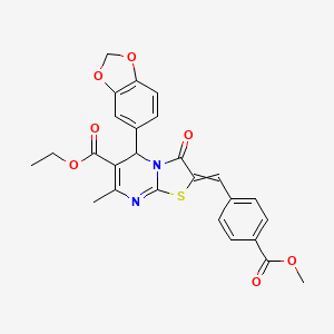 ethyl 5-(1,3-benzodioxol-5-yl)-2-[(4-methoxycarbonylphenyl)methylidene]-7-methyl-3-oxo-5H-[1,3]thiazolo[3,2-a]pyrimidine-6-carboxylate