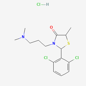 molecular formula C15H21Cl3N2OS B1657837 2-(2,6-Dichlorophenyl)-3-[3-(dimethylamino)propyl]-5-methyl-1,3-thiazolidin-4-one hydrochloride CAS No. 5836-86-2
