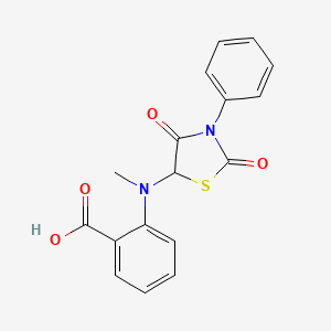 molecular formula C17H14N2O4S B1657853 2-[(2,4-Dioxo-3-phenyl-1,3-thiazolidin-5-yl)-methylamino]benzoic acid CAS No. 5840-58-4