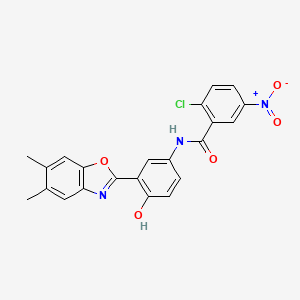 2-Chloro-N-[3-(5,6-dimethyl-1,3-benzoxazol-2-YL)-4-hydroxyphenyl]-5-nitrobenzamide