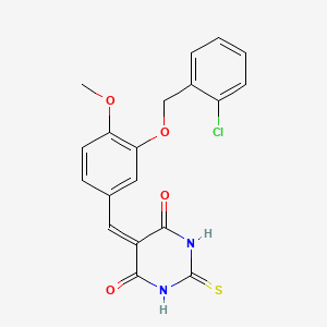 molecular formula C19H15ClN2O4S B1657885 5-[[3-[(2-Chlorophenyl)methoxy]-4-methoxyphenyl]methylidene]-2-sulfanylidene-1,3-diazinane-4,6-dione CAS No. 5851-15-0