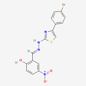 molecular formula C16H11BrN4O3S B1657888 2-[(E)-{2-[4-(4-bromophenyl)-1,3-thiazol-2-yl]hydrazinylidene}methyl]-4-nitrophenol CAS No. 5852-26-6