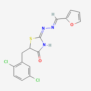 molecular formula C15H11Cl2N3O2S B1657895 (2E)-5-(2,5-dichlorobenzyl)-2-[(2E)-(furan-2-ylmethylidene)hydrazinylidene]-1,3-thiazolidin-4-one CAS No. 5854-73-9