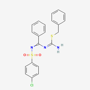 benzyl N'-[N-(4-chlorophenyl)sulfonyl-C-phenylcarbonimidoyl]carbamimidothioate