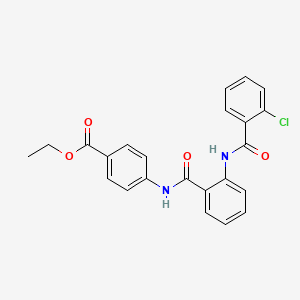 molecular formula C23H19ClN2O4 B1657913 Ethyl 4-[[2-[(2-chlorobenzoyl)amino]benzoyl]amino]benzoate CAS No. 586414-27-9