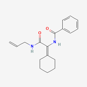 molecular formula C18H22N2O2 B1657923 N-{1-Cyclohexylidene-2-oxo-2-[(prop-2-en-1-yl)amino]ethyl}benzamide CAS No. 5874-67-9