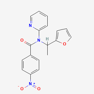 molecular formula C18H15N3O4 B1657924 N-[1-(furan-2-yl)ethyl]-4-nitro-N-pyridin-2-ylbenzamide CAS No. 5875-75-2