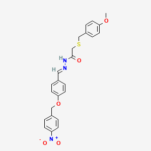 molecular formula C24H23N3O5S B1657939 2-[(4-methoxyphenyl)methylsulfanyl]-N-[(E)-[4-[(4-nitrophenyl)methoxy]phenyl]methylideneamino]acetamide CAS No. 5880-72-8