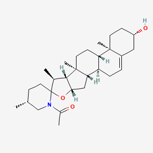 molecular formula C29H45NO3 B1657943 1-[(1S,2S,4S,5'R,7S,8R,9S,12S,13R,16S)-16-Hydroxy-5',7,9,13-tetramethylspiro[5-oxapentacyclo[10.8.0.02,9.04,8.013,18]icos-18-ene-6,2'-piperidine]-1'-yl]ethanone CAS No. 58822-29-0