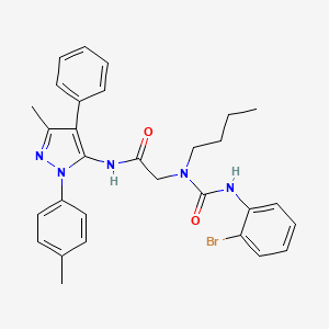 molecular formula C30H32BrN5O2 B1657946 2-[(2-bromophenyl)carbamoyl-butylamino]-N-[5-methyl-2-(4-methylphenyl)-4-phenylpyrazol-3-yl]acetamide CAS No. 5884-44-6