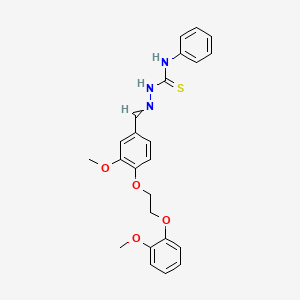 molecular formula C24H25N3O4S B1657967 2-({3-Methoxy-4-[2-(2-methoxyphenoxy)ethoxy]phenyl}methylidene)-N-phenylhydrazine-1-carbothioamide CAS No. 5899-73-0