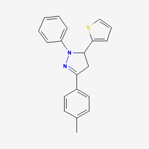 molecular formula C20H18N2S B1657979 3-(4-Methylphenyl)-1-phenyl-5-(thiophen-2-yl)-4,5-dihydro-1H-pyrazole CAS No. 5906-18-3
