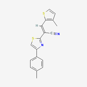 (E)-2-[4-(4-methylphenyl)-1,3-thiazol-2-yl]-3-(3-methylthiophen-2-yl)prop-2-enenitrile