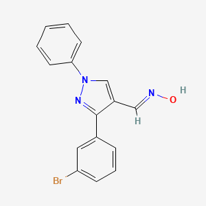 molecular formula C16H12BrN3O B1657999 (NE)-N-[[3-(3-bromophenyl)-1-phenylpyrazol-4-yl]methylidene]hydroxylamine CAS No. 5916-99-4