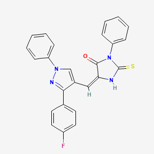 molecular formula C25H17FN4OS B1658005 (5E)-5-[[3-(4-fluorophenyl)-1-phenylpyrazol-4-yl]methylidene]-3-phenyl-2-sulfanylideneimidazolidin-4-one CAS No. 5920-92-3