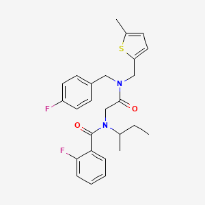 N-butan-2-yl-2-fluoro-N-[2-[(4-fluorophenyl)methyl-[(5-methylthiophen-2-yl)methyl]amino]-2-oxoethyl]benzamide