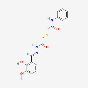 molecular formula C18H19N3O4S B1658023 2-({2-[2-(2-hydroxy-3-methoxybenzylidene)hydrazino]-2-oxoethyl}thio)-N-phenylacetamide CAS No. 5924-69-6