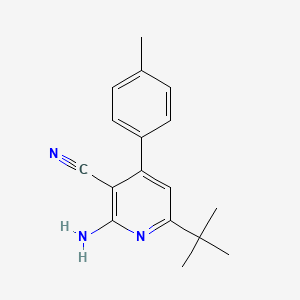 molecular formula C17H19N3 B1658026 2-Amino-6-tert-butyl-4-(4-methylphenyl)pyridine-3-carbonitrile CAS No. 5925-08-6