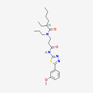molecular formula C23H34N4O3S B1658034 2-Ethyl-N-(3-{[5-(3-methoxyphenyl)-1,3,4-thiadiazol-2-yl]amino}-3-oxopropyl)-N-propylhexanamide CAS No. 5926-70-5