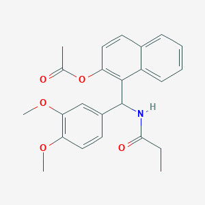 molecular formula C24H25NO5 B1658042 [1-[(3,4-Dimethoxyphenyl)-(propanoylamino)methyl]naphthalen-2-yl] acetate CAS No. 5928-07-4