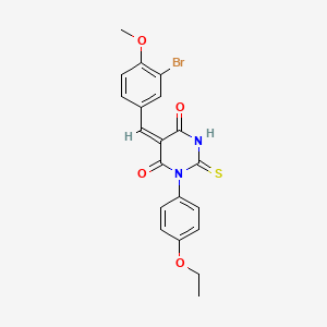 molecular formula C20H17BrN2O4S B1658050 (5E)-5-[(3-bromo-4-methoxyphenyl)methylidene]-1-(4-ethoxyphenyl)-2-sulfanylidene-1,3-diazinane-4,6-dione CAS No. 5931-05-5