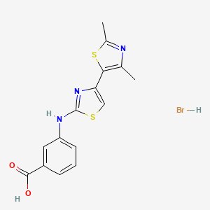 molecular formula C15H14BrN3O2S2 B1658055 3-[[4-(2,4-Dimethyl-1,3-thiazol-5-yl)-1,3-thiazol-2-yl]amino]benzoic acid hydrobromide CAS No. 5933-11-9