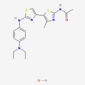 molecular formula C19H24BrN5OS2 B1658056 N-[5-[2-[4-(Diethylamino)anilino]-1,3-thiazol-4-yl]-4-methyl-1,3-thiazol-2-yl]acetamide;hydrobromide CAS No. 5933-25-5